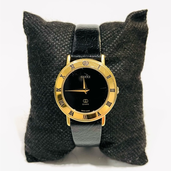 Gucci Accessories Gucci 30l Gold Plated 6 Jewels Swiss Black Dial